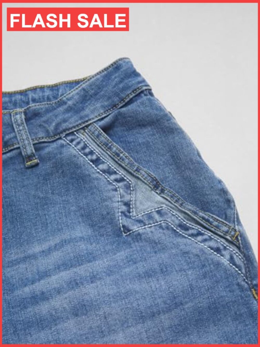 Wide Leg Mid Waist Baggy Jeans Stitch Decor Denim Pants - Picture 5 of 7